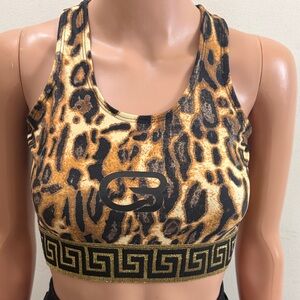Golden Leopard Print Sports Bra by CB